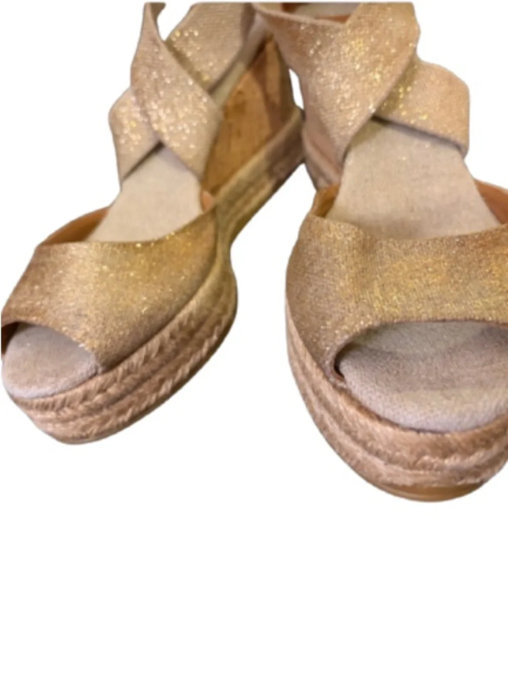 Tory Burch Peep Toe Cork & Jute Espadrille Wedge Sandals Size 8